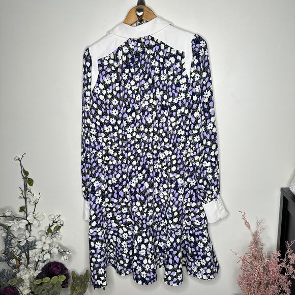 ME + EM Natural Spring Garden Print Fit & Flare Dress Purple Sz 12 $445 {BB43} - Picture 8 of 10